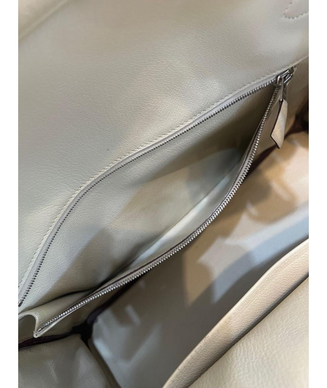 HERMES PRE-OWNED Бежевая кожаная сумка с короткими ручками, фото 8