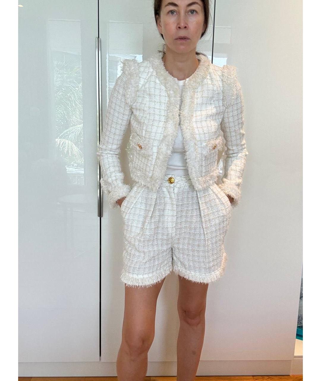 ELISABETTA FRANCHI Белый твидовый костюм с юбками, фото 3