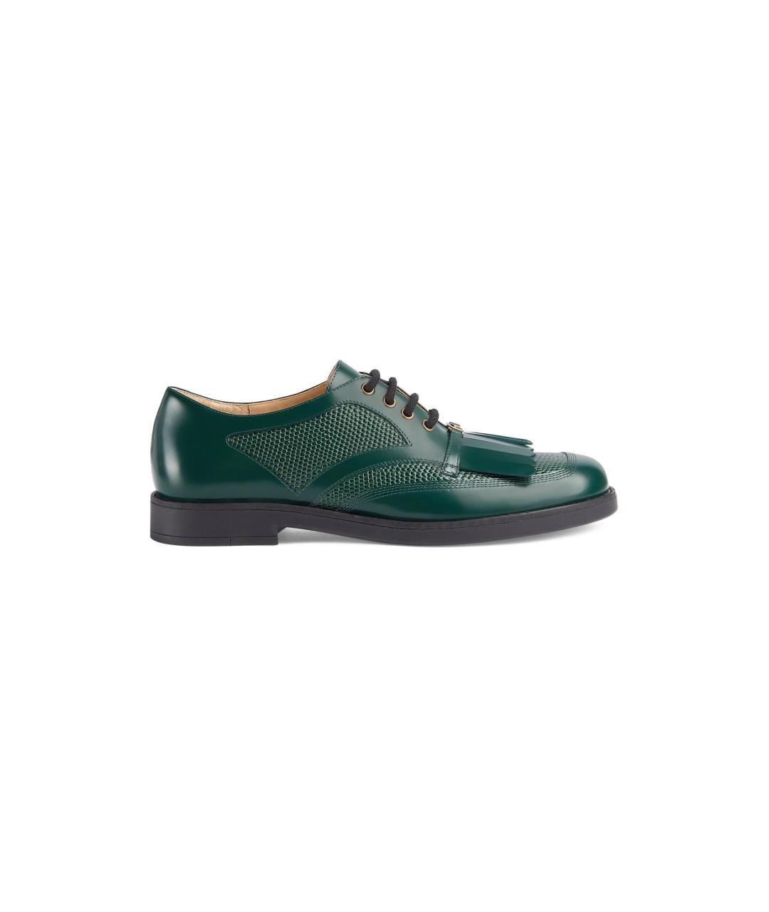 GUCCI Зеленые кожаные ботинки, фото 1