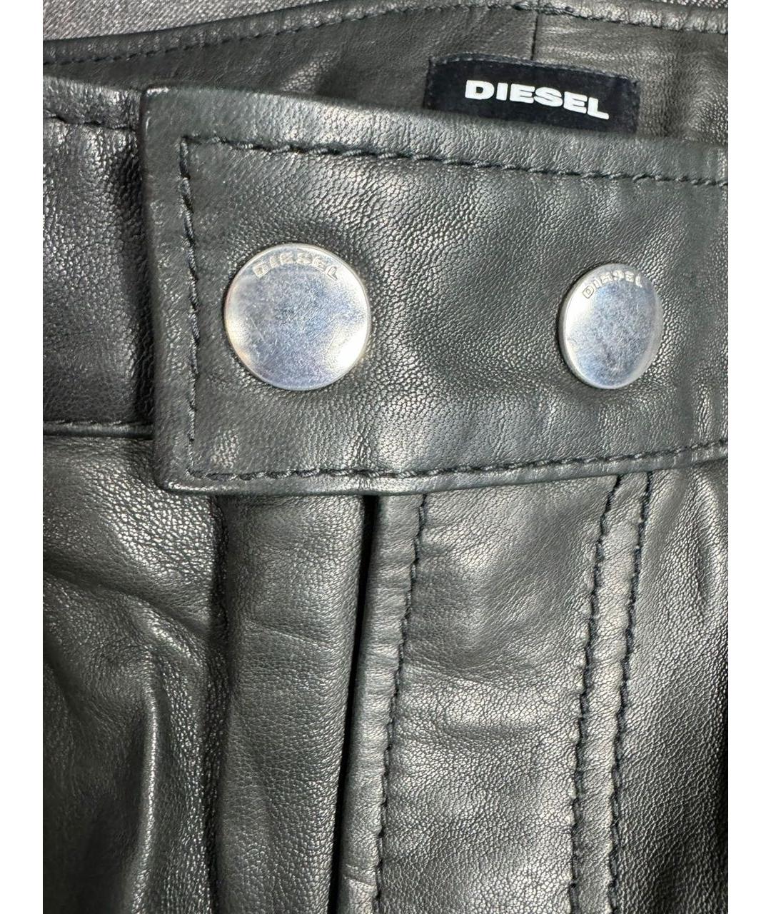 DIESEL Черные кожаные повседневные брюки, фото 8