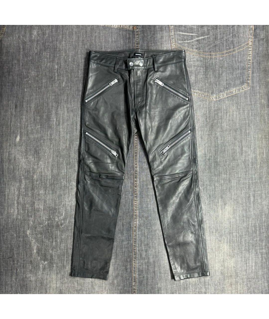 DIESEL Черные кожаные повседневные брюки, фото 9