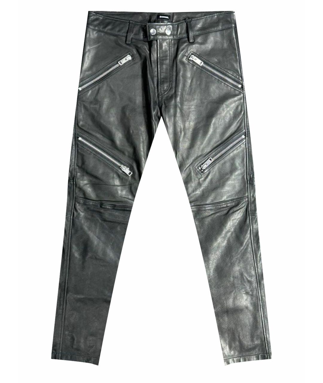 DIESEL Черные кожаные повседневные брюки, фото 1