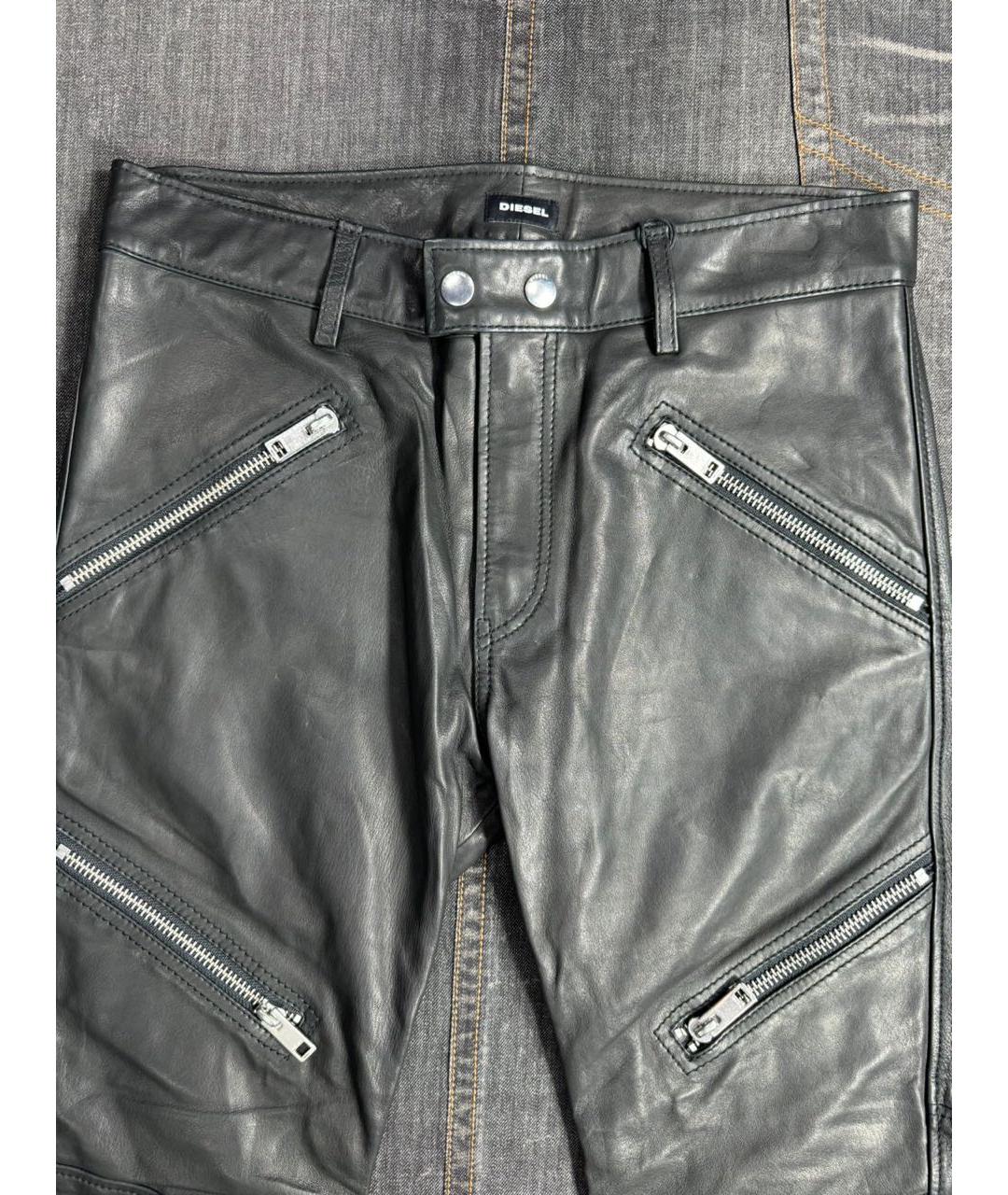 DIESEL Черные кожаные повседневные брюки, фото 6