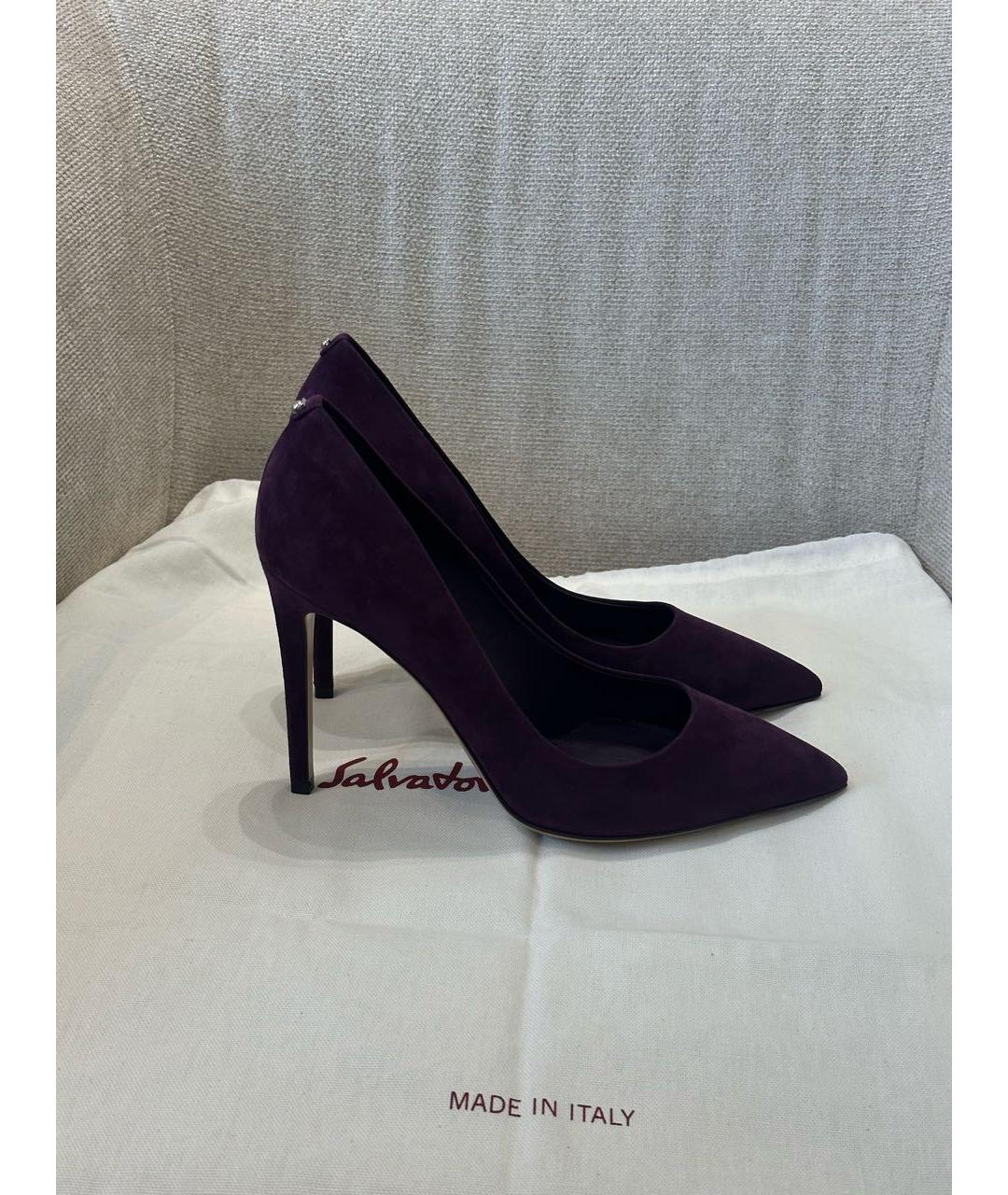 SALVATORE FERRAGAMO Фиолетовые замшевые туфли, фото 6