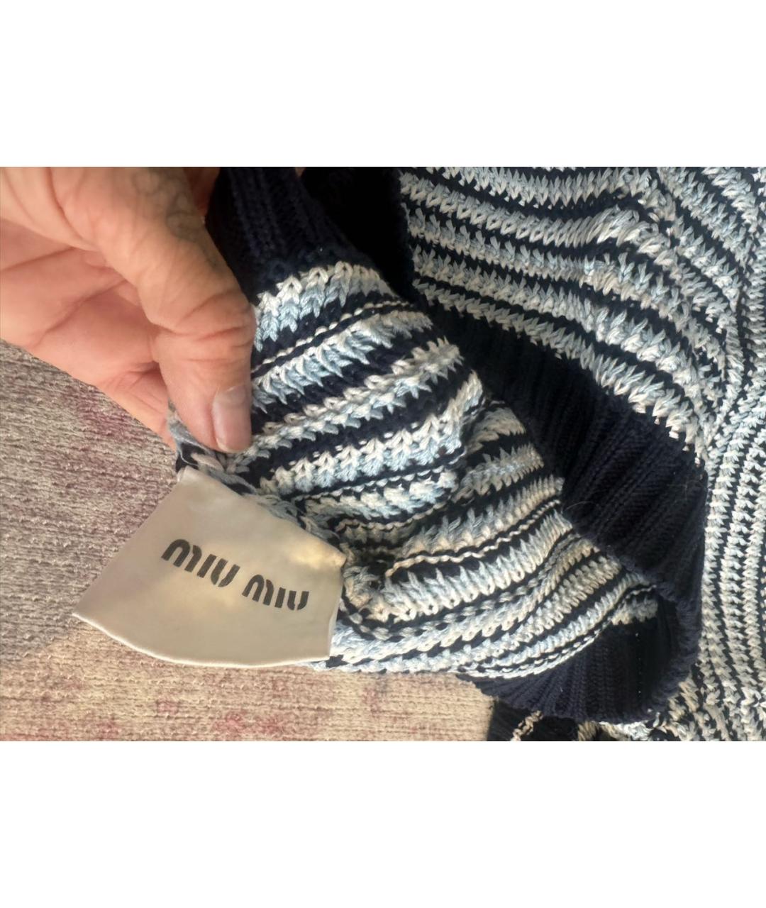 MIU MIU Голубой хлопковый джемпер / свитер, фото 5