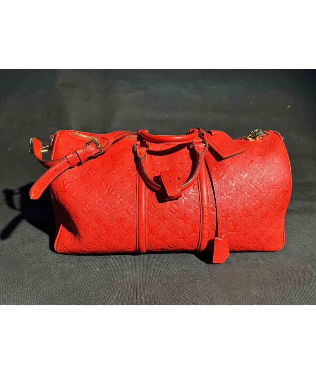 LOUIS VUITTON PRE-OWNED Красная кожаная дорожная/спортивная сумка, фото 9