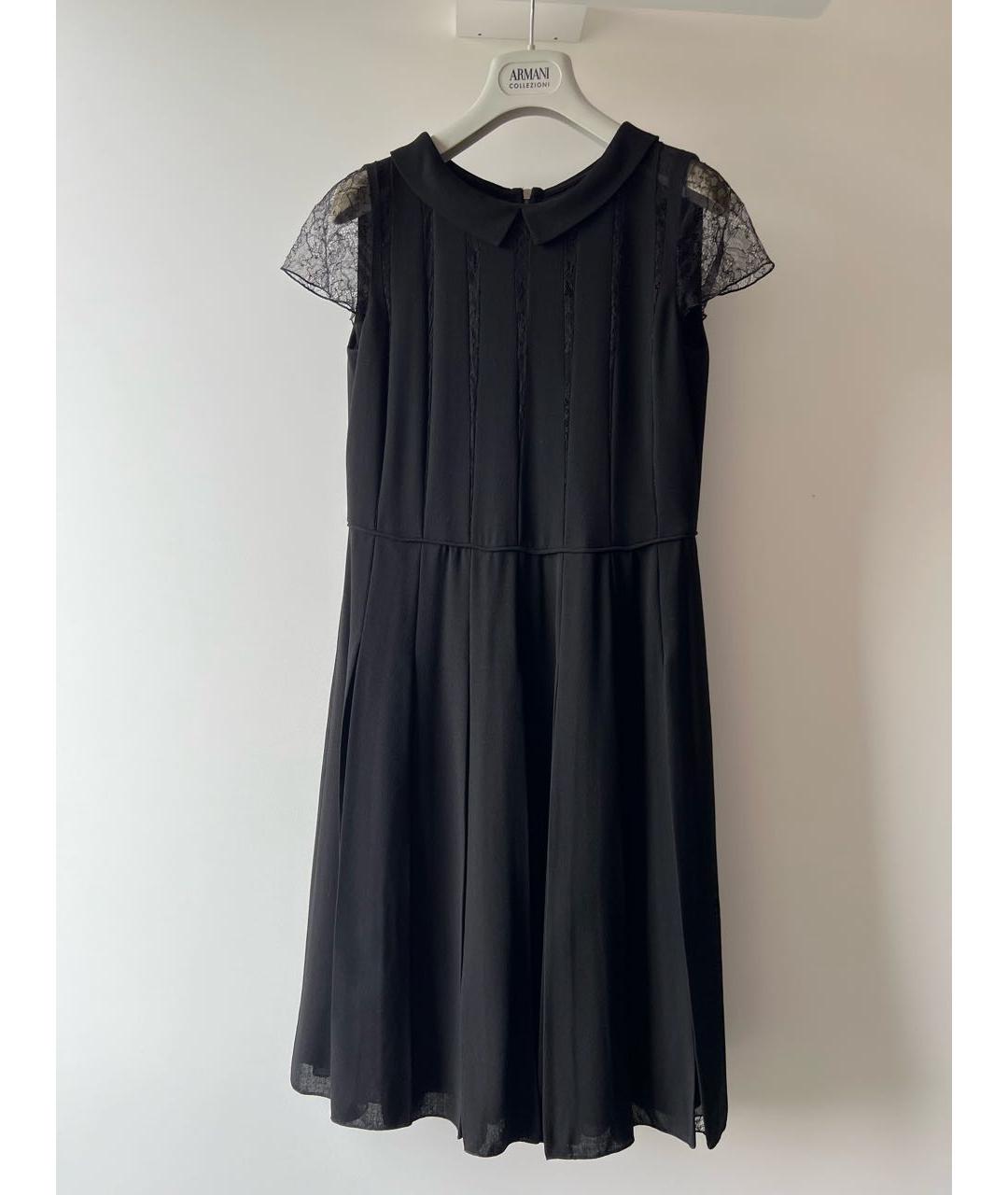 ARMANI COLLEZIONI Черное шерстяное коктейльное платье, фото 9