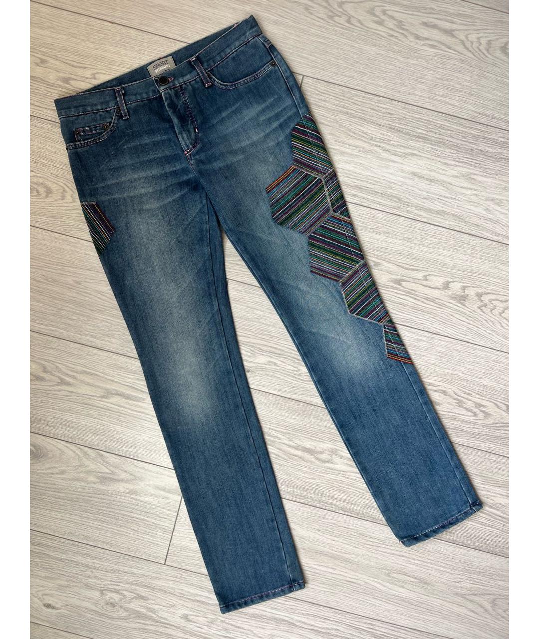 MISSONI Синие хлопко-полиэстеровые прямые джинсы, фото 9