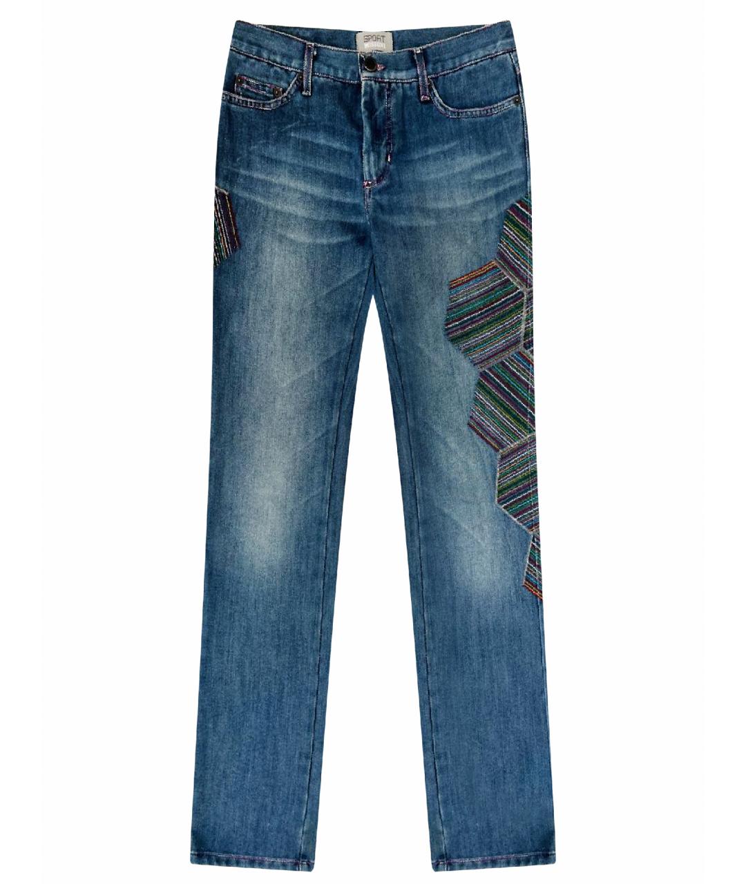 MISSONI Синие хлопко-полиэстеровые прямые джинсы, фото 1