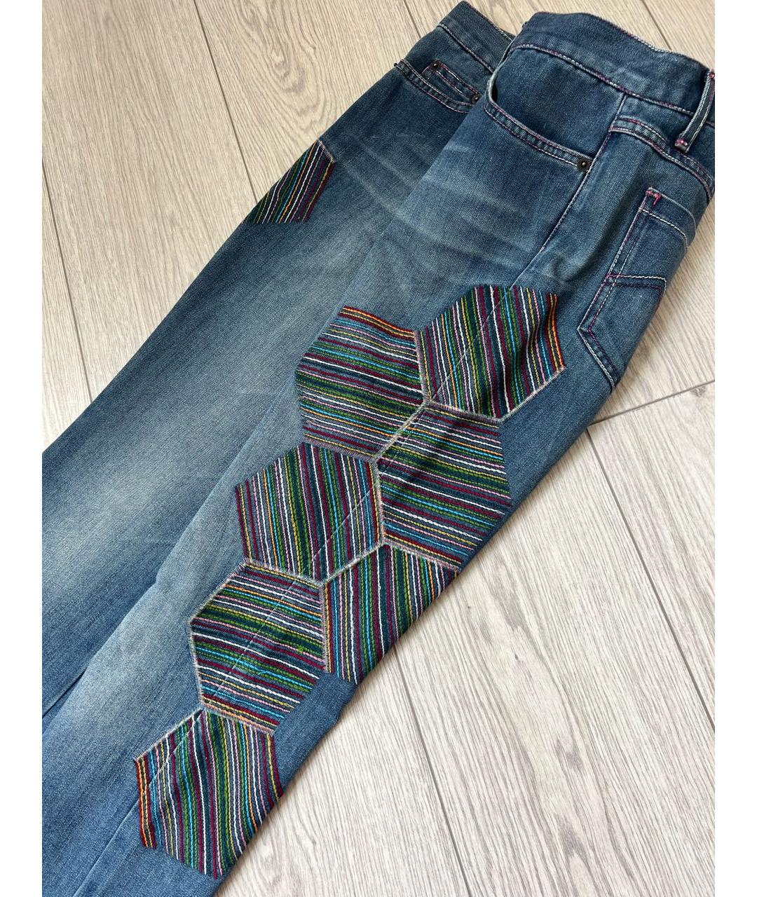 MISSONI Синие хлопко-полиэстеровые прямые джинсы, фото 5