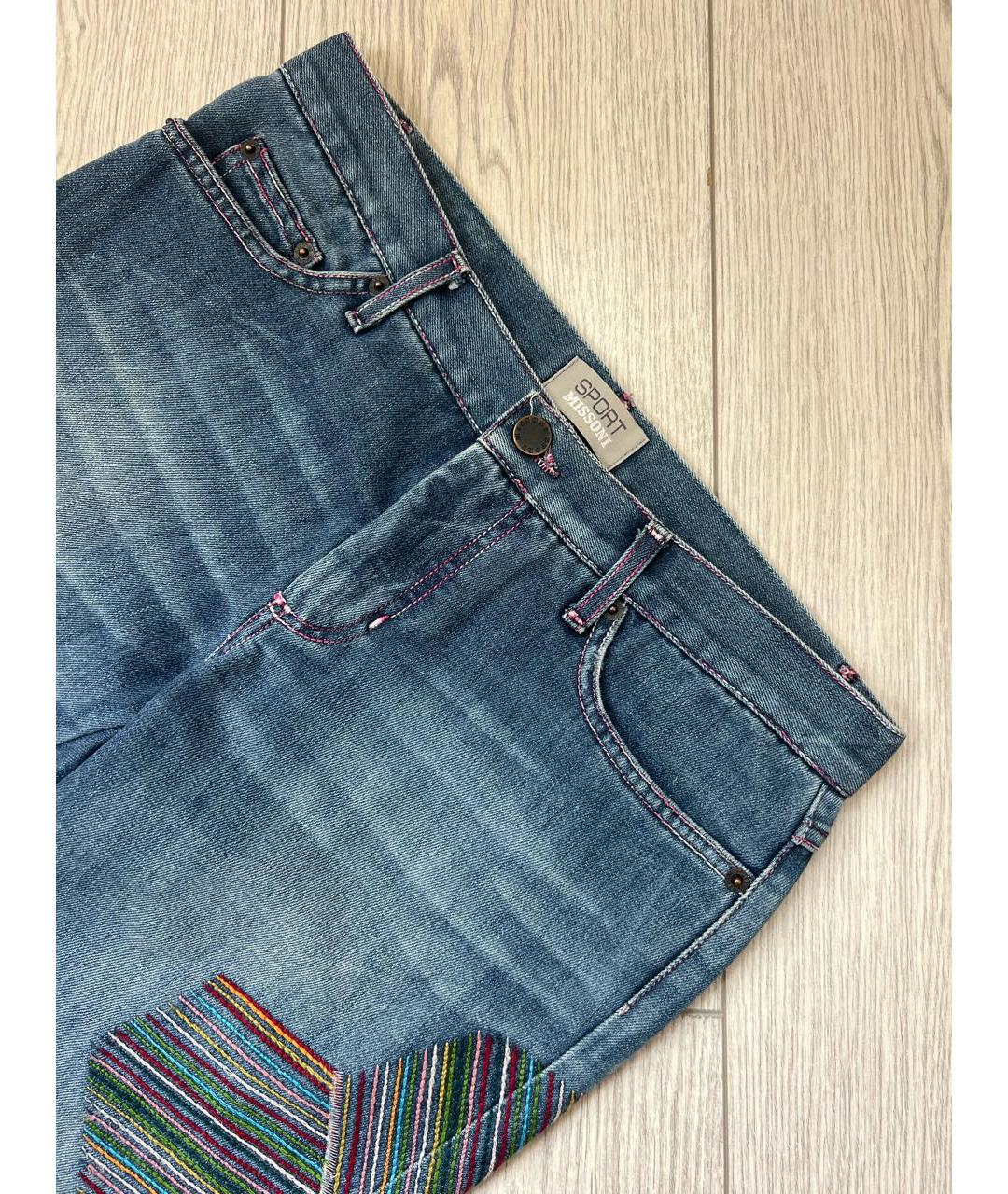 MISSONI Синие хлопко-полиэстеровые прямые джинсы, фото 4