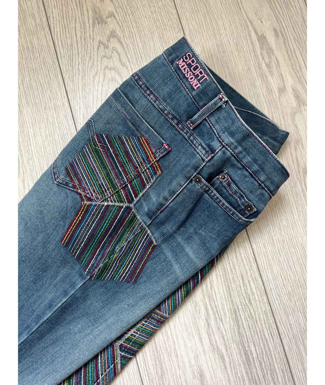 MISSONI Синие хлопко-полиэстеровые прямые джинсы, фото 6