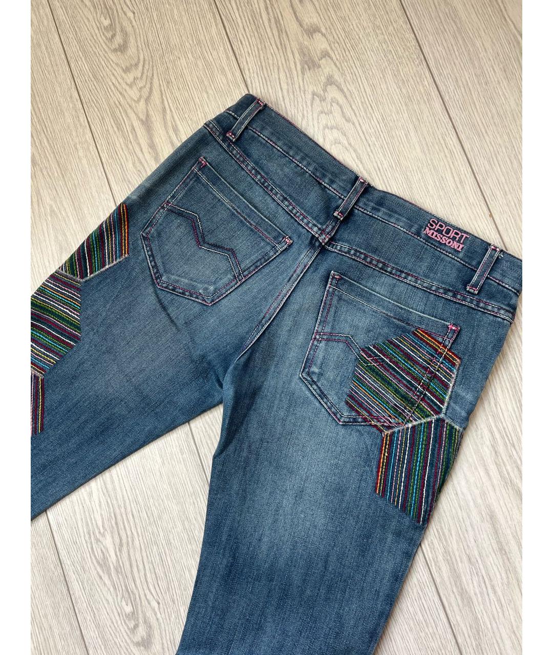 MISSONI Синие хлопко-полиэстеровые прямые джинсы, фото 7
