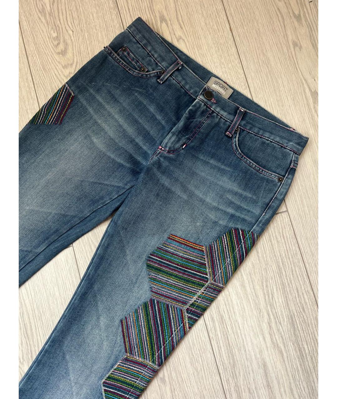 MISSONI Синие хлопко-полиэстеровые прямые джинсы, фото 3