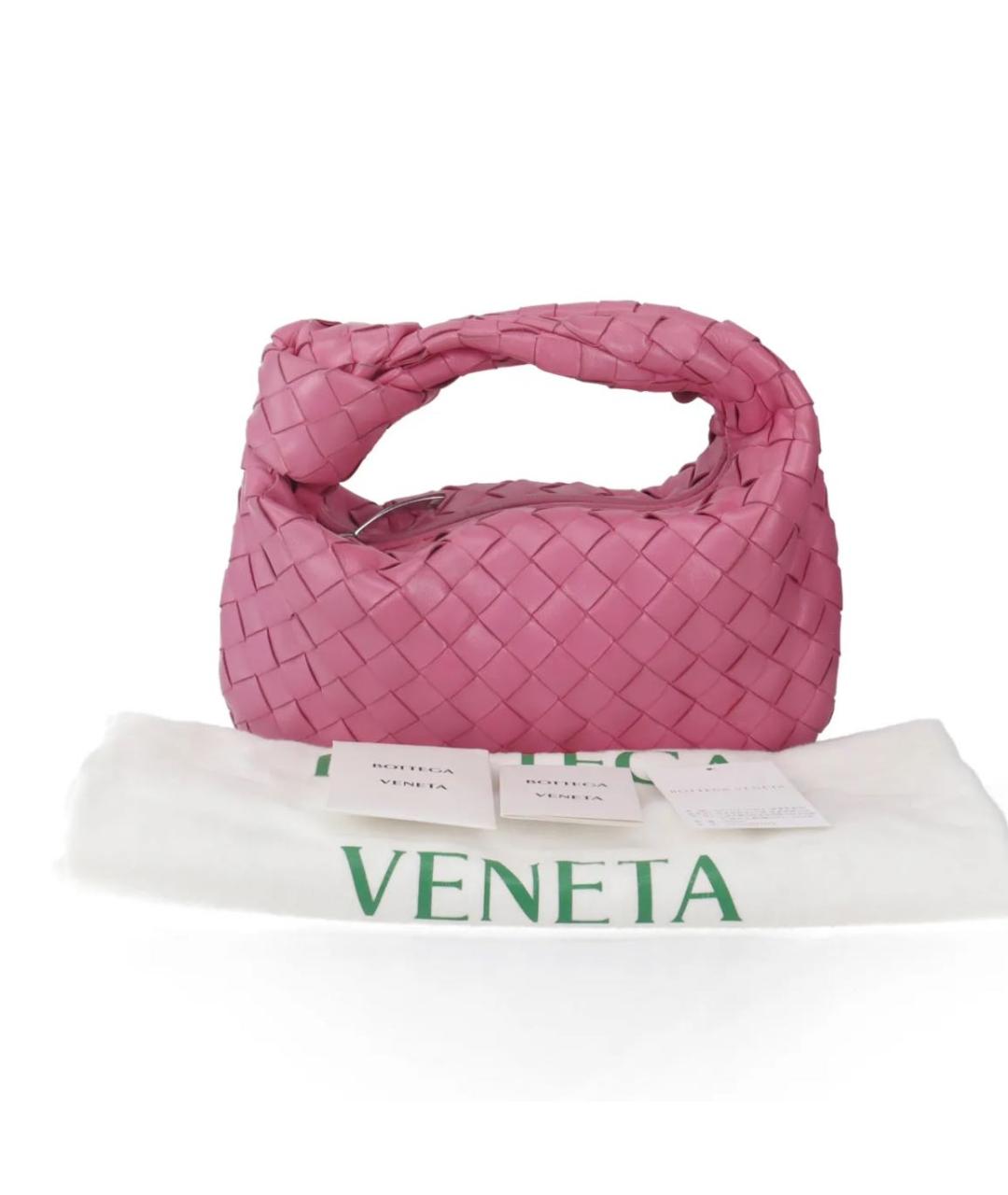 BOTTEGA VENETA Розовая кожаная сумка с короткими ручками, фото 3