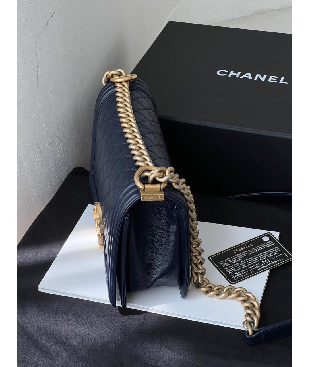 CHANEL PRE-OWNED Темно-синяя кожаная сумка через плечо, фото 3