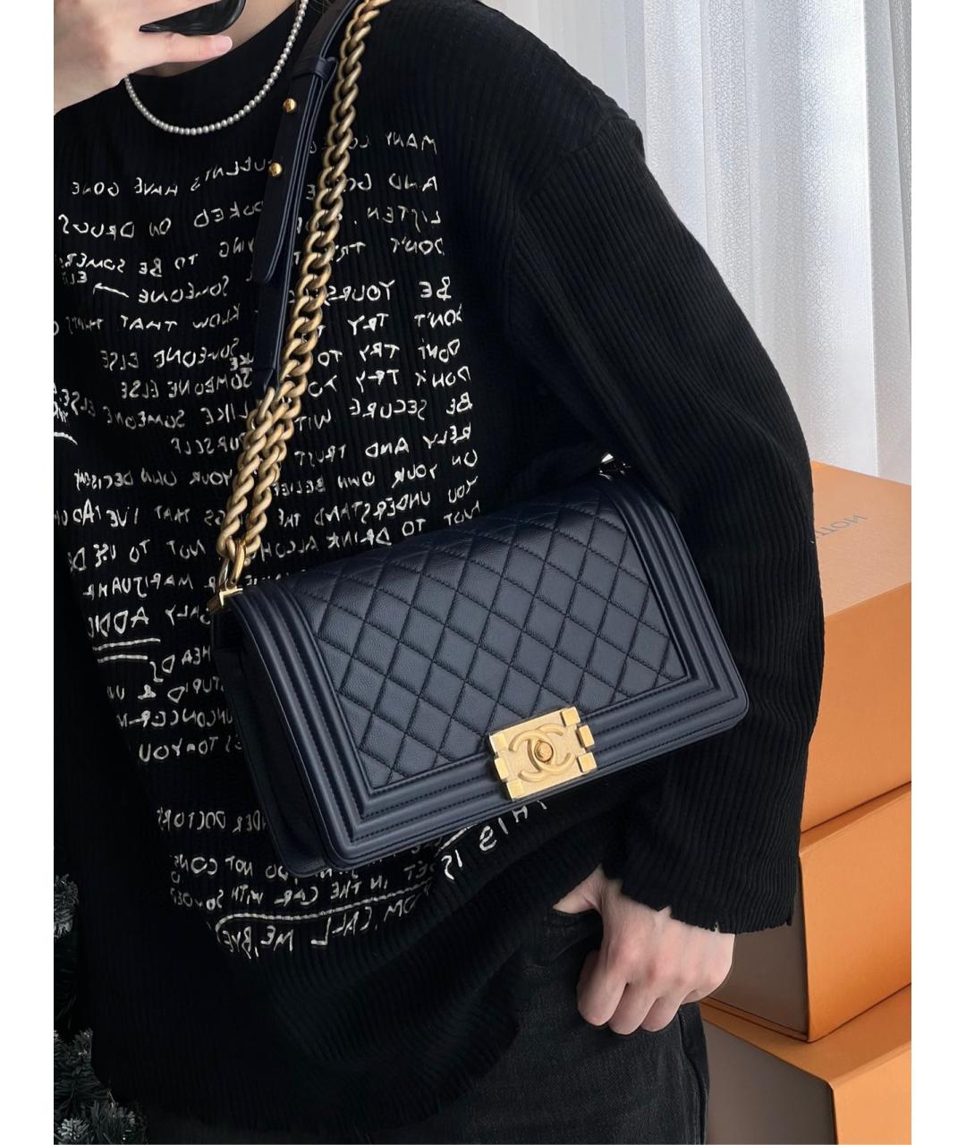 CHANEL PRE-OWNED Темно-синяя кожаная сумка через плечо, фото 8