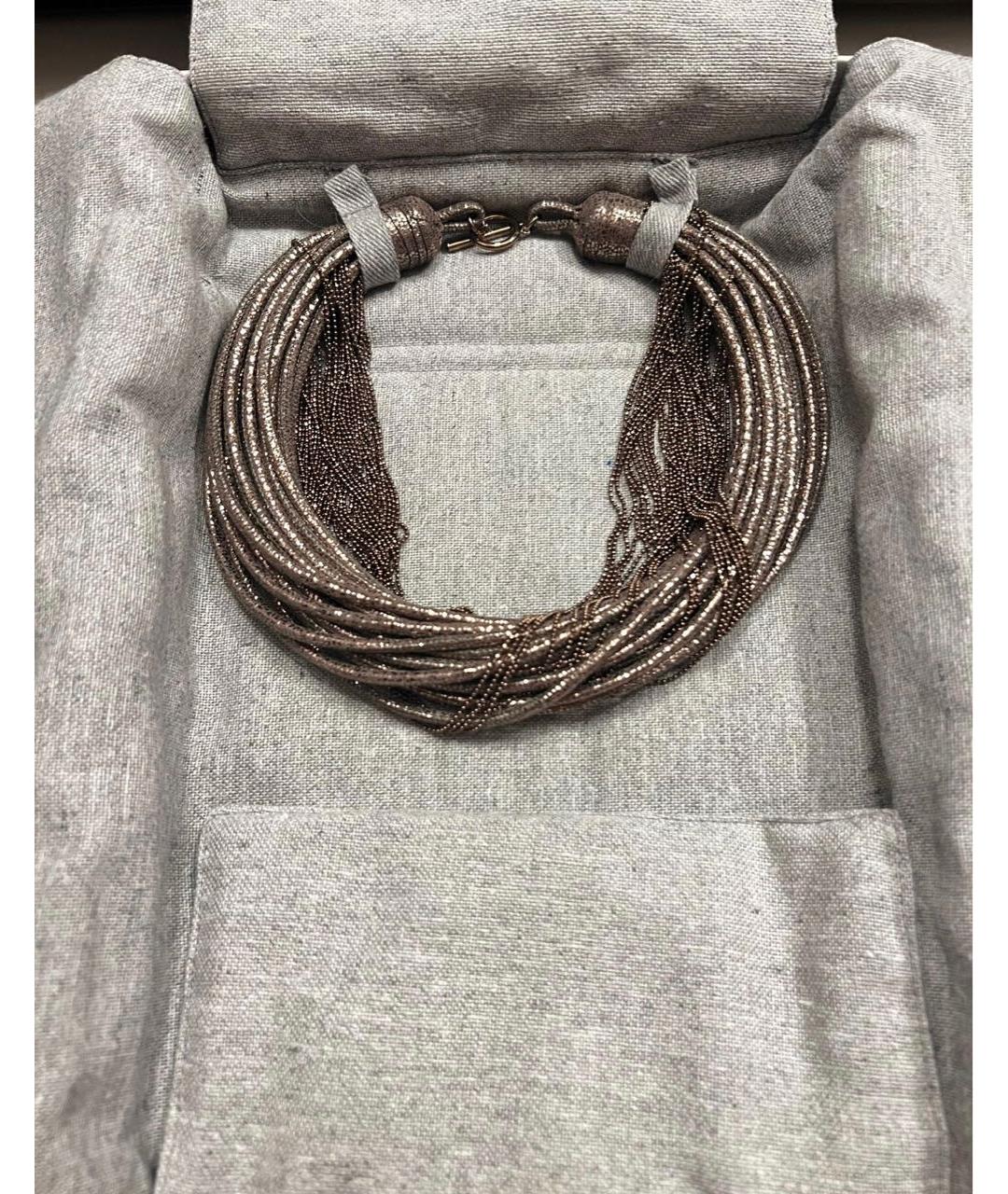 BRUNELLO CUCINELLI Коричневое колье из бисера, фото 8