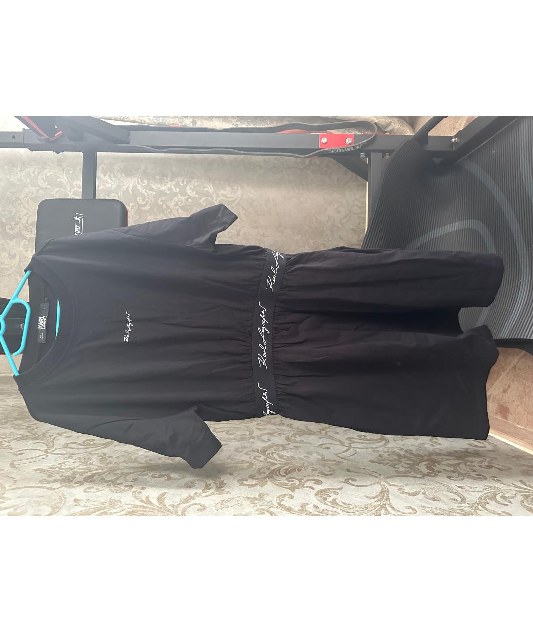 KARL LAGERFELD Черное хлопковое повседневное платье, фото 8