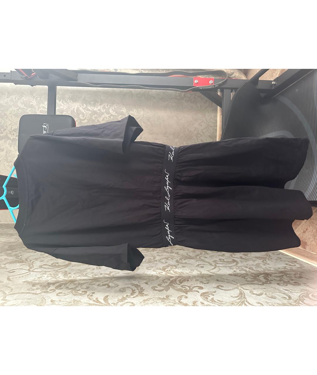 KARL LAGERFELD Черное хлопковое повседневное платье, фото 2
