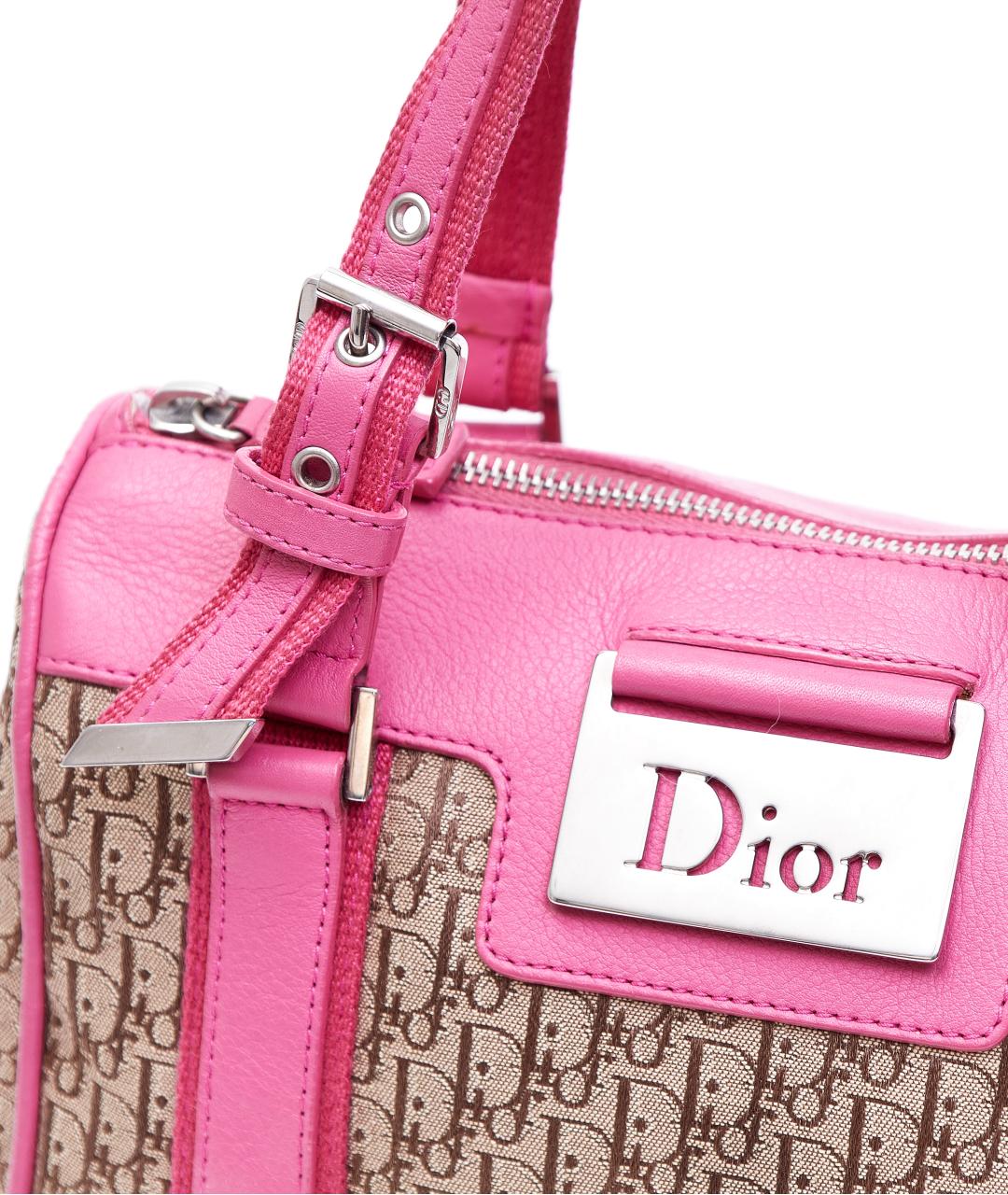 CHRISTIAN DIOR VINTAGE Бежевая тканевая сумка с короткими ручками, фото 4