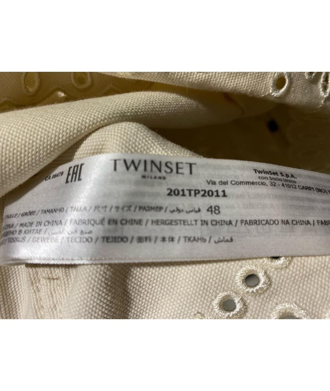 TWIN-SET Бежевый хлопковый жакет/пиджак, фото 8