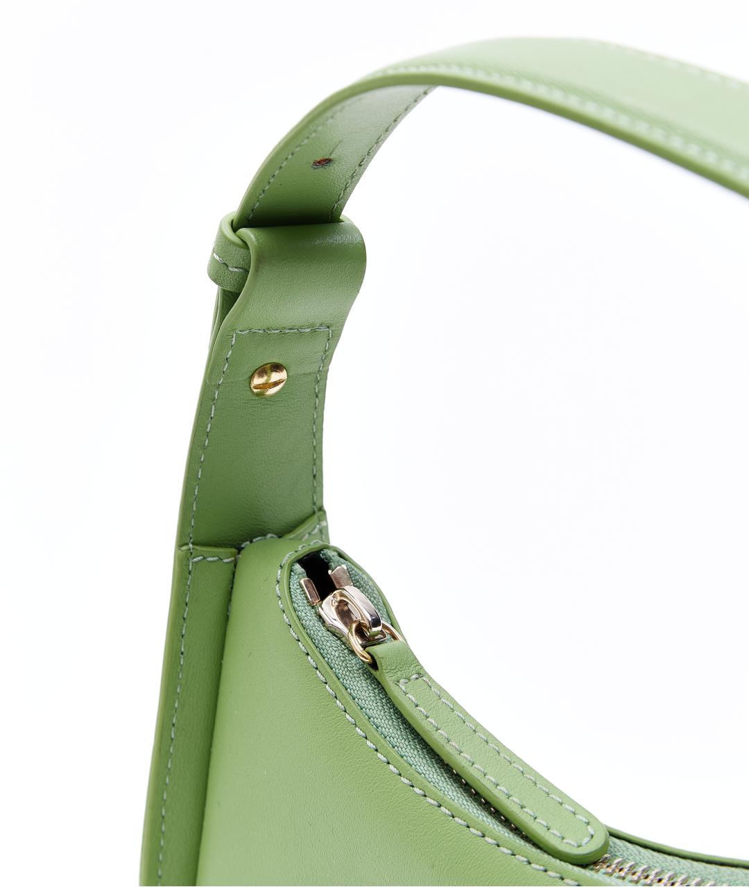 YUZEFI Зеленая кожаная сумка с короткими ручками, фото 4