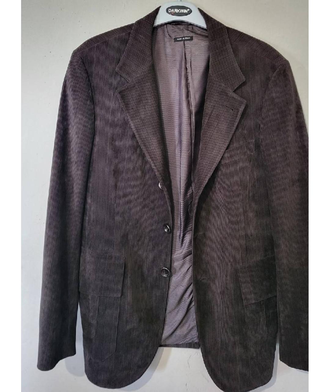 ARMANI COLLEZIONI Коричневый хлопковый пиджак, фото 6