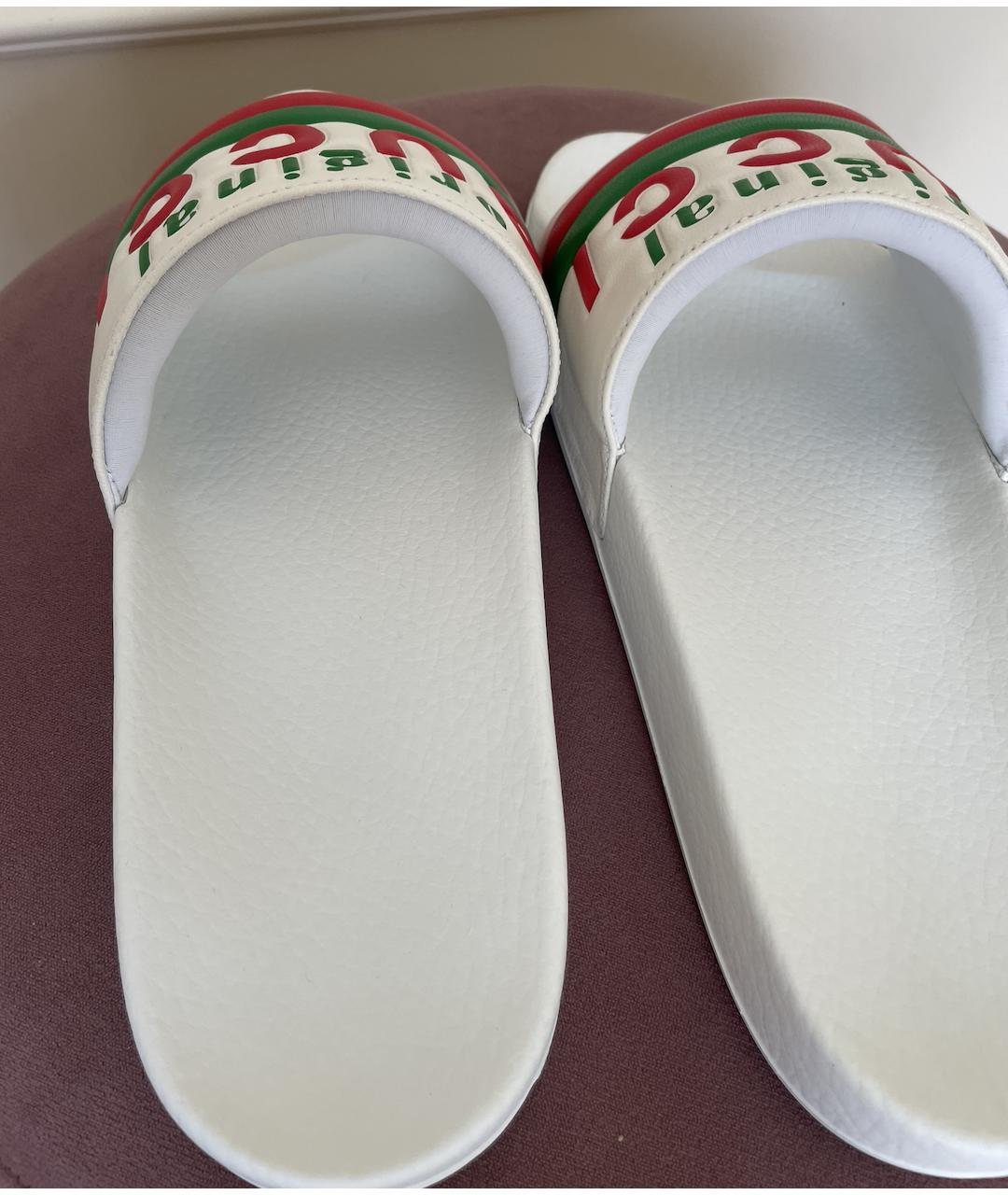 GUCCI Белые кожаные шлепанцы, фото 4