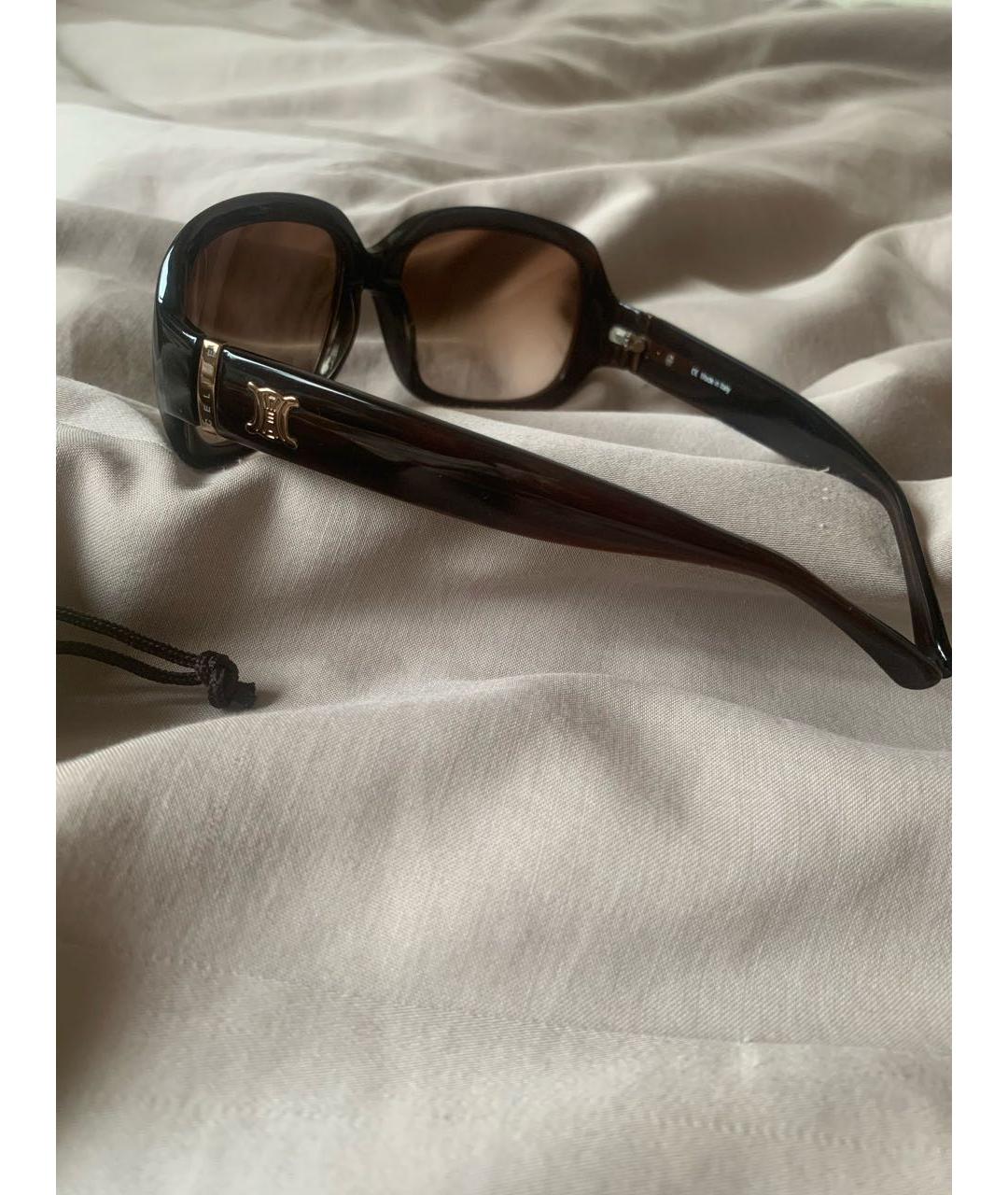 CELINE Коричневые пластиковые солнцезащитные очки, фото 2