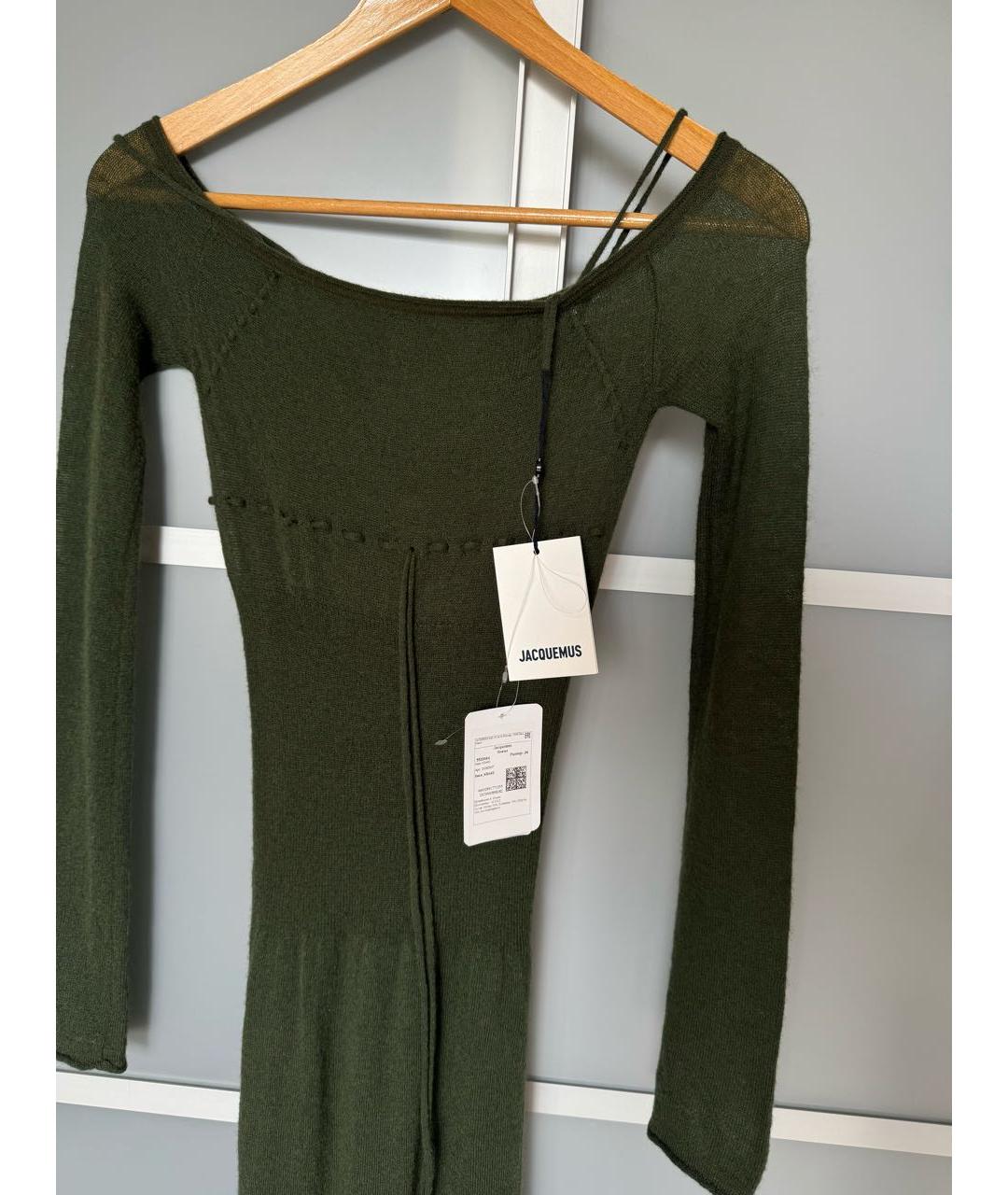 JACQUEMUS Зеленые кашемировое платье, фото 4