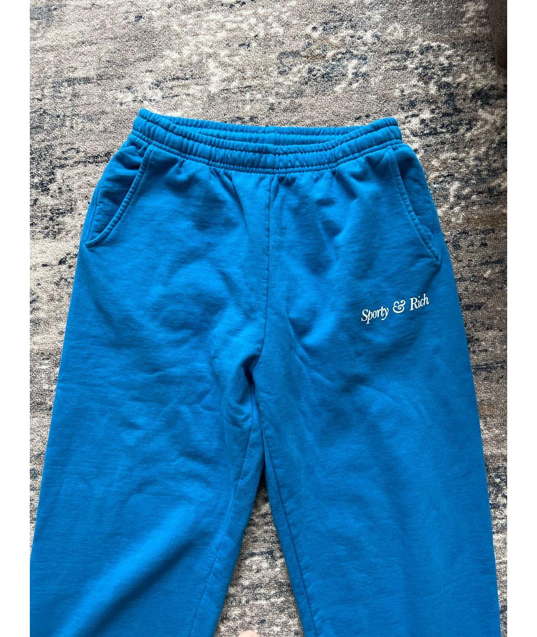 SPORTY AND RICH Синие хлопковые спортивные брюки и шорты, фото 4