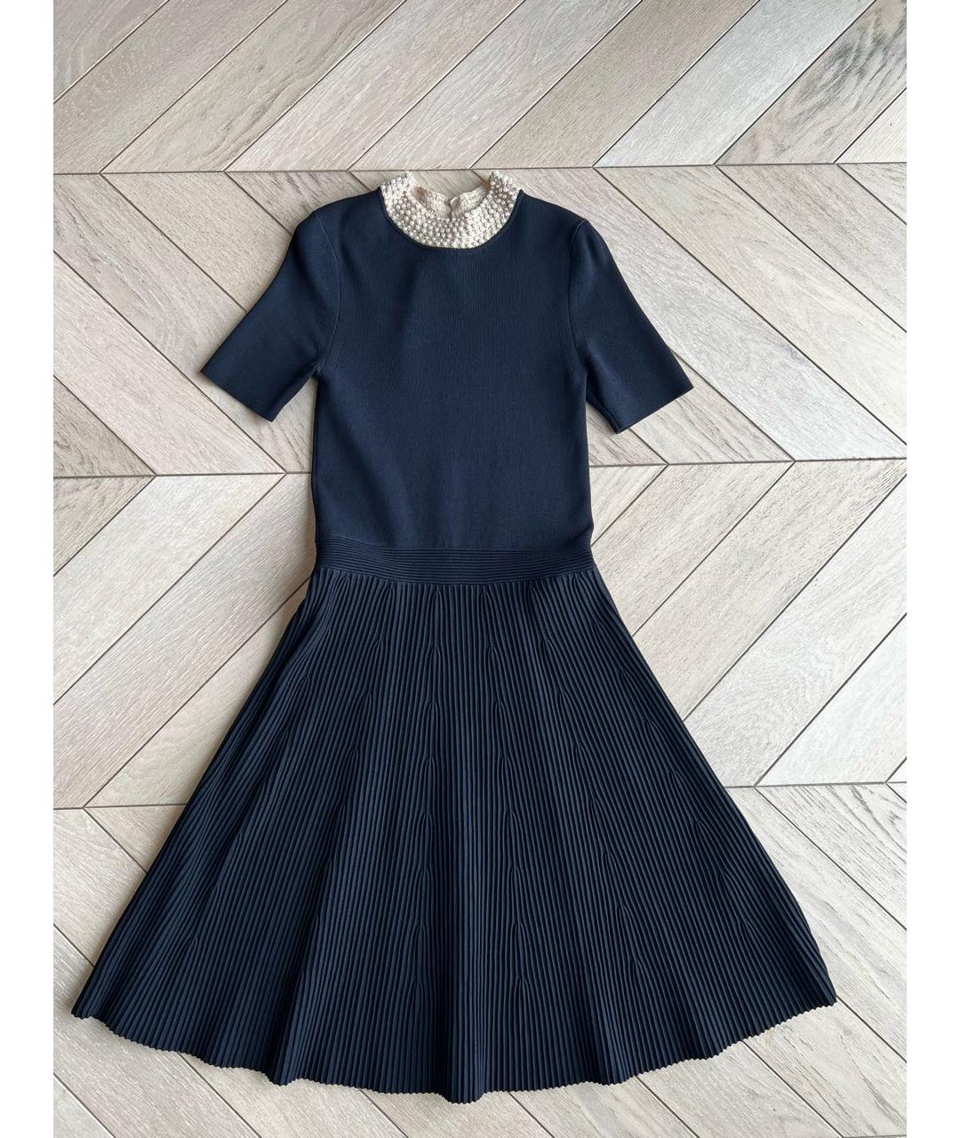 SANDRO Темно-синее вискозное повседневное платье, фото 8