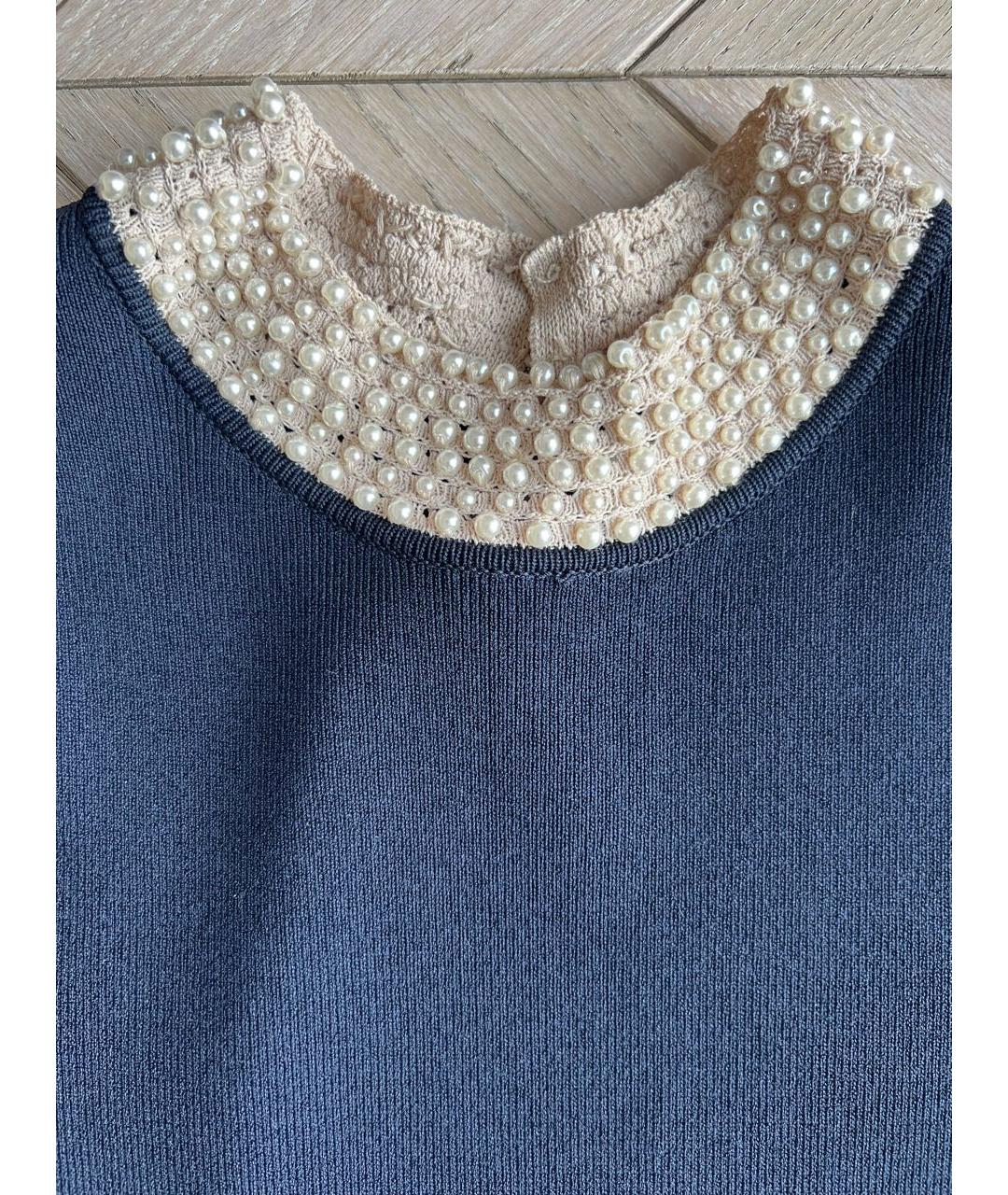 SANDRO Темно-синее вискозное повседневное платье, фото 7