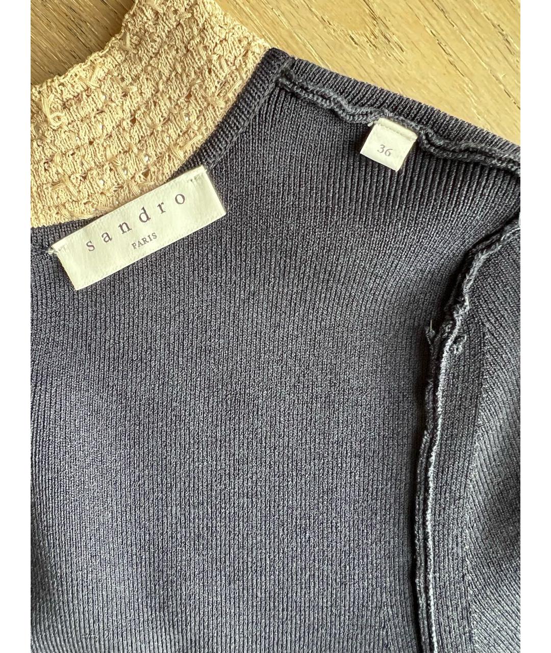 SANDRO Темно-синее вискозное повседневное платье, фото 6