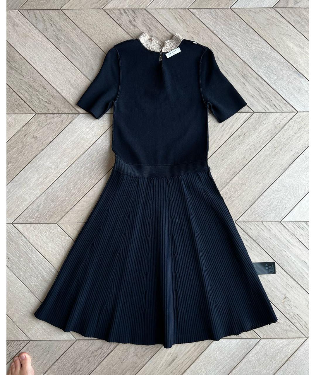 SANDRO Темно-синее вискозное повседневное платье, фото 3