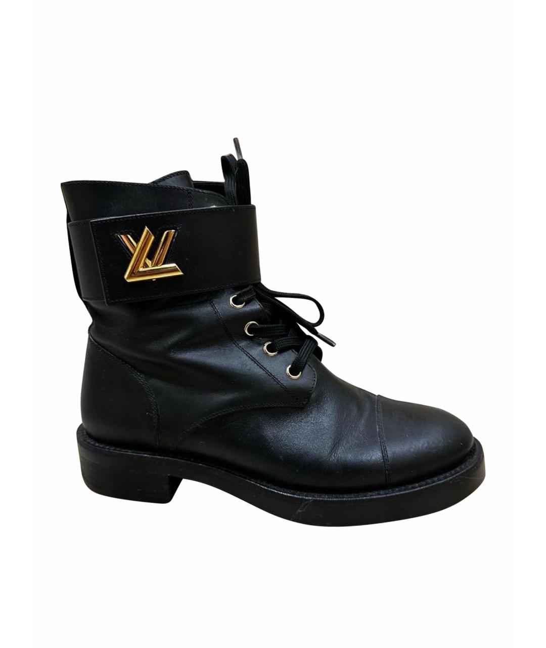 LOUIS VUITTON Черные кожаные ботинки, фото 1