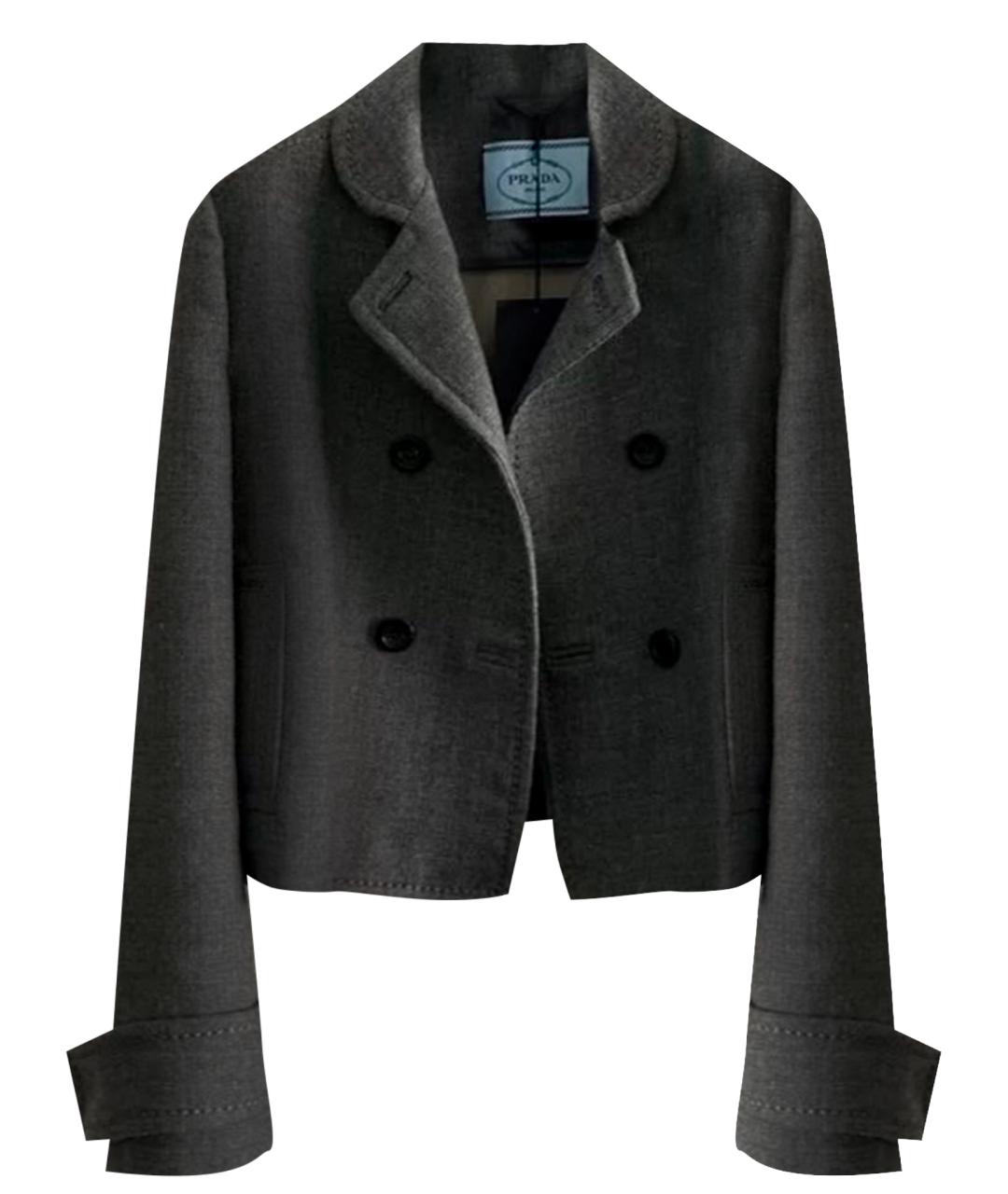 PRADA Серый шерстяной жакет/пиджак, фото 1