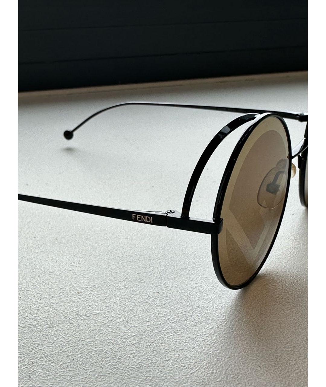 FENDI Коричневые металлические солнцезащитные очки, фото 3
