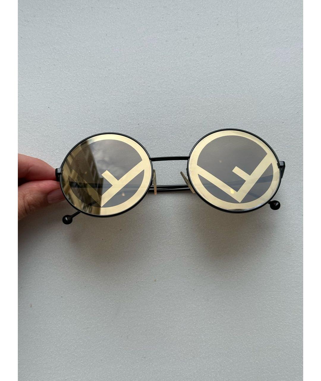 FENDI Коричневые металлические солнцезащитные очки, фото 7