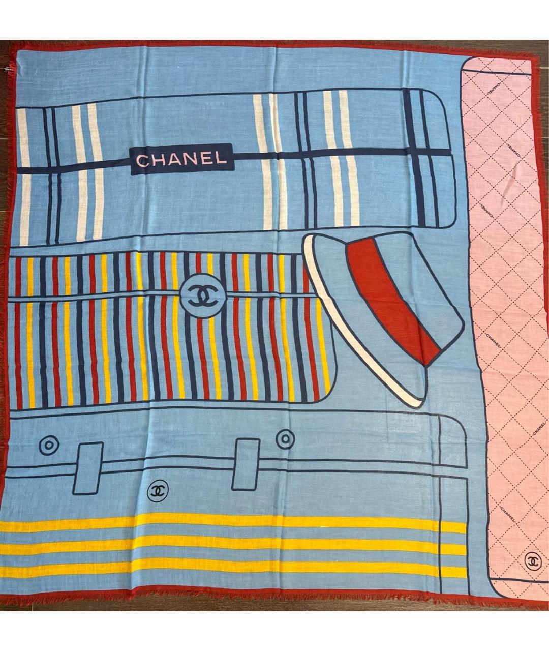 CHANEL PRE-OWNED Голубой кашемировый платок, фото 4