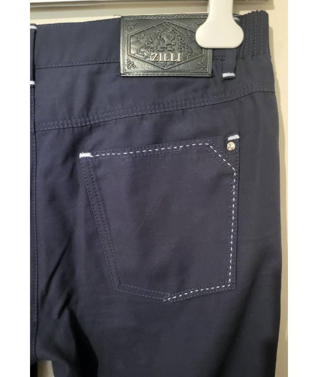 ZILLI Темно-синие хлопковые прямые джинсы, фото 3