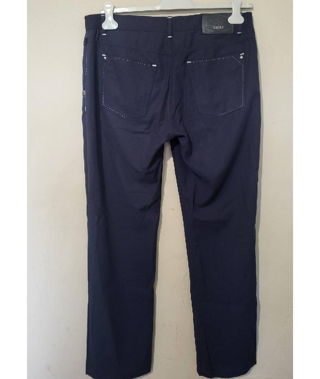 ZILLI Темно-синие хлопковые прямые джинсы, фото 2