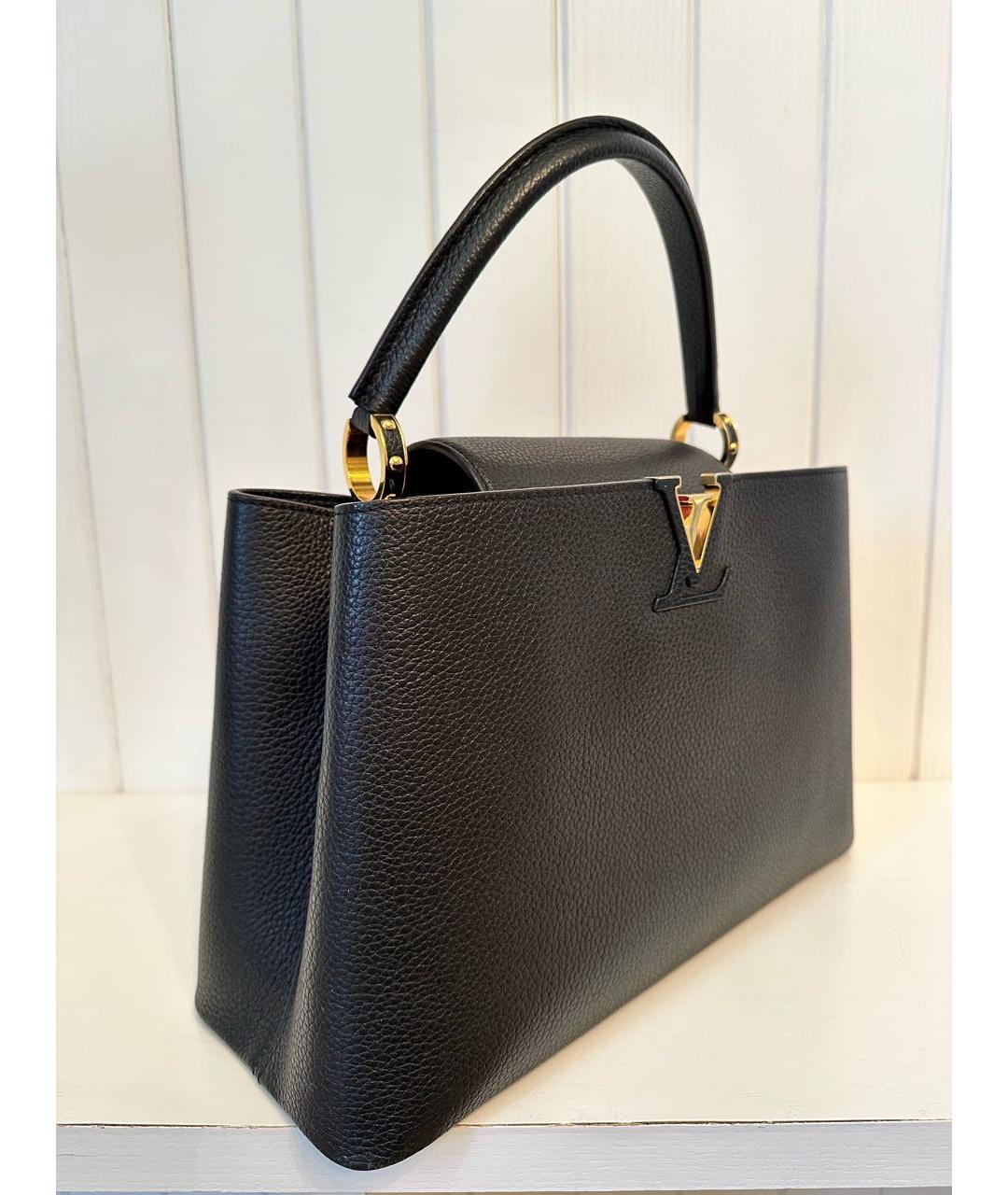 LOUIS VUITTON Черная кожаная сумка с короткими ручками, фото 2