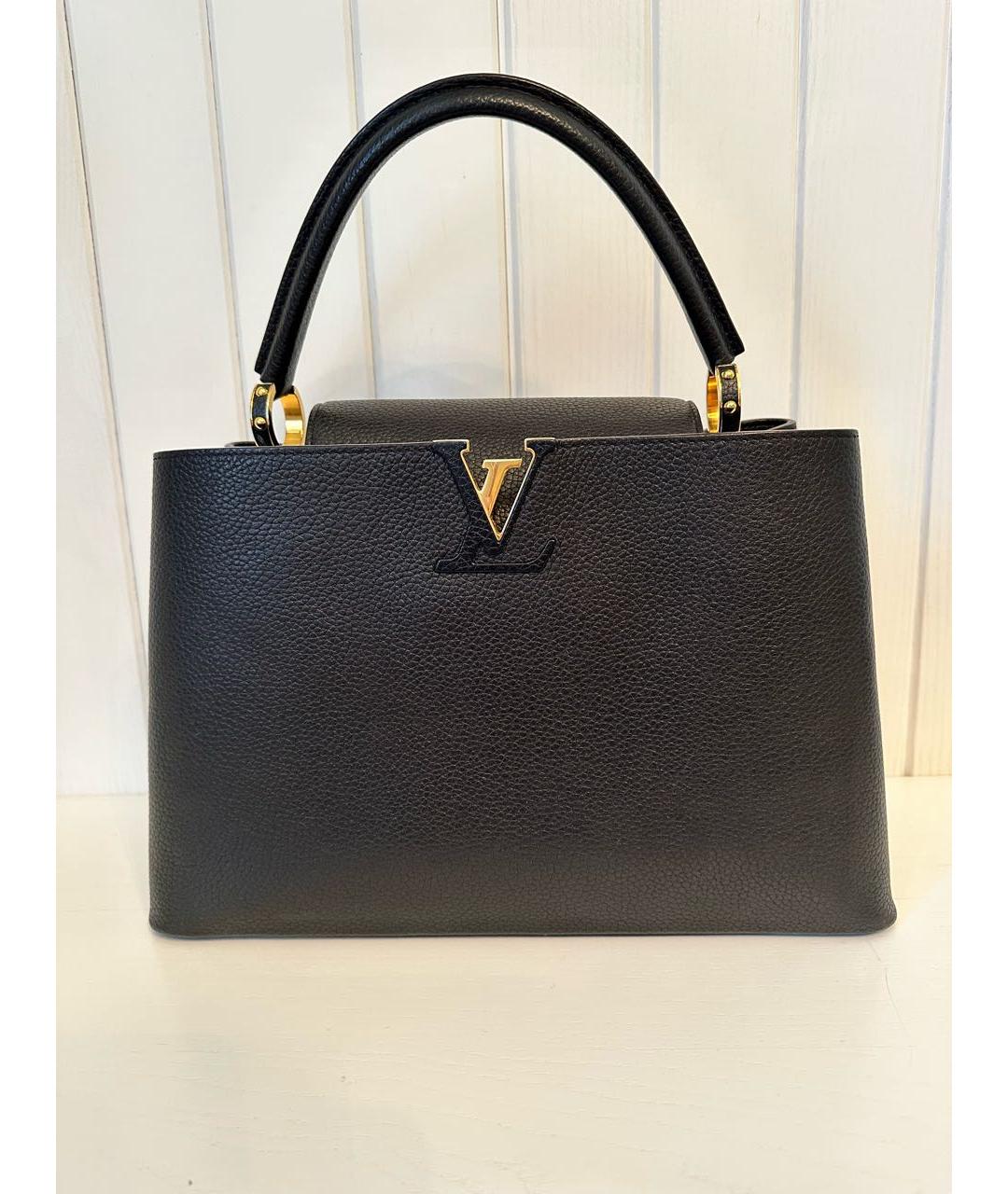 LOUIS VUITTON Черная кожаная сумка с короткими ручками, фото 9