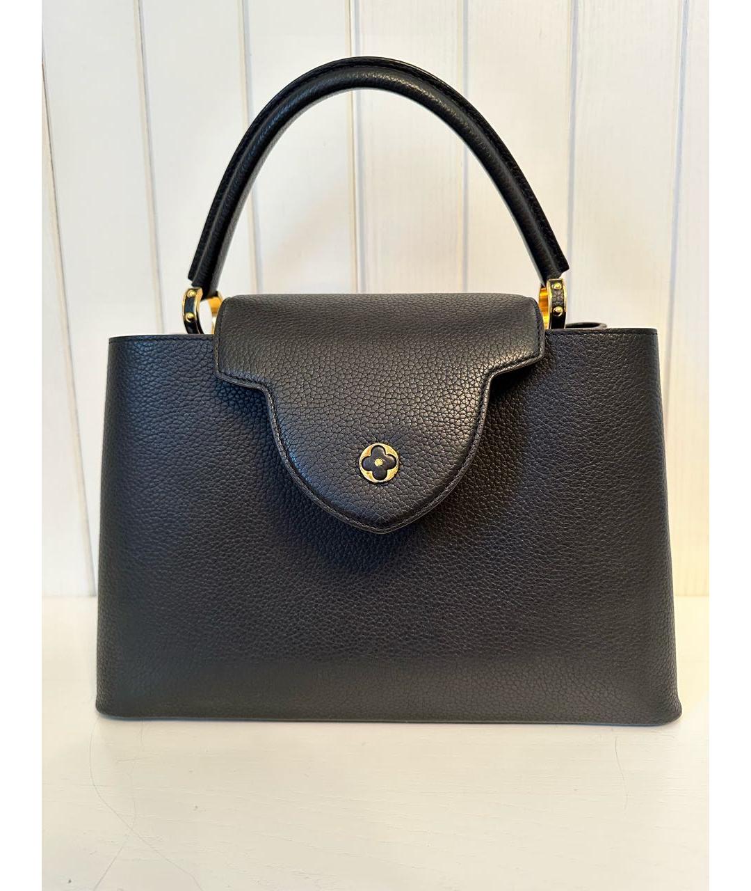 LOUIS VUITTON Черная кожаная сумка с короткими ручками, фото 7