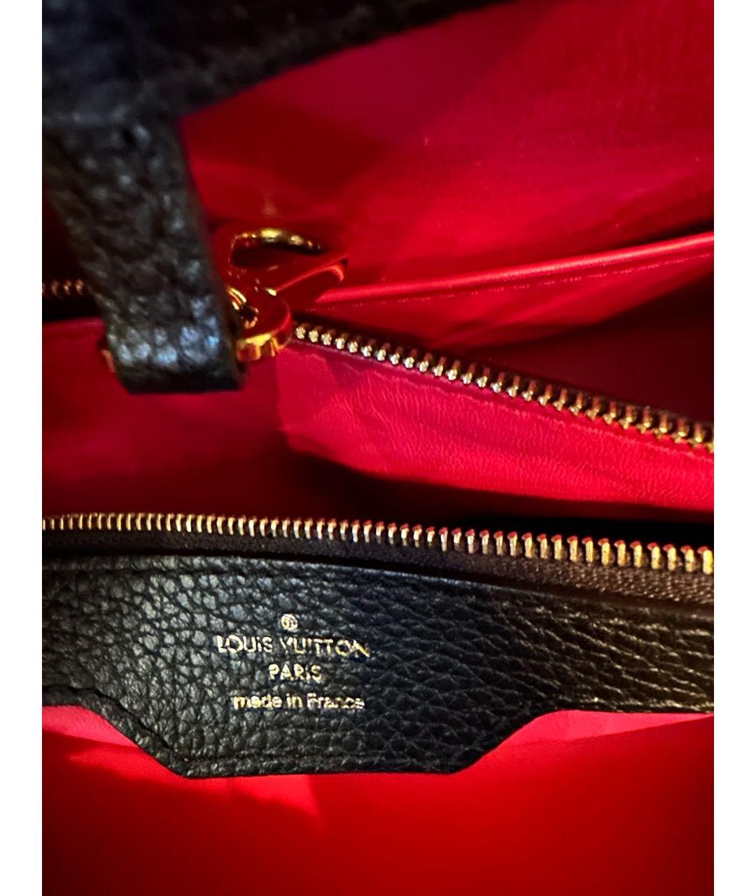 LOUIS VUITTON Черная кожаная сумка с короткими ручками, фото 6