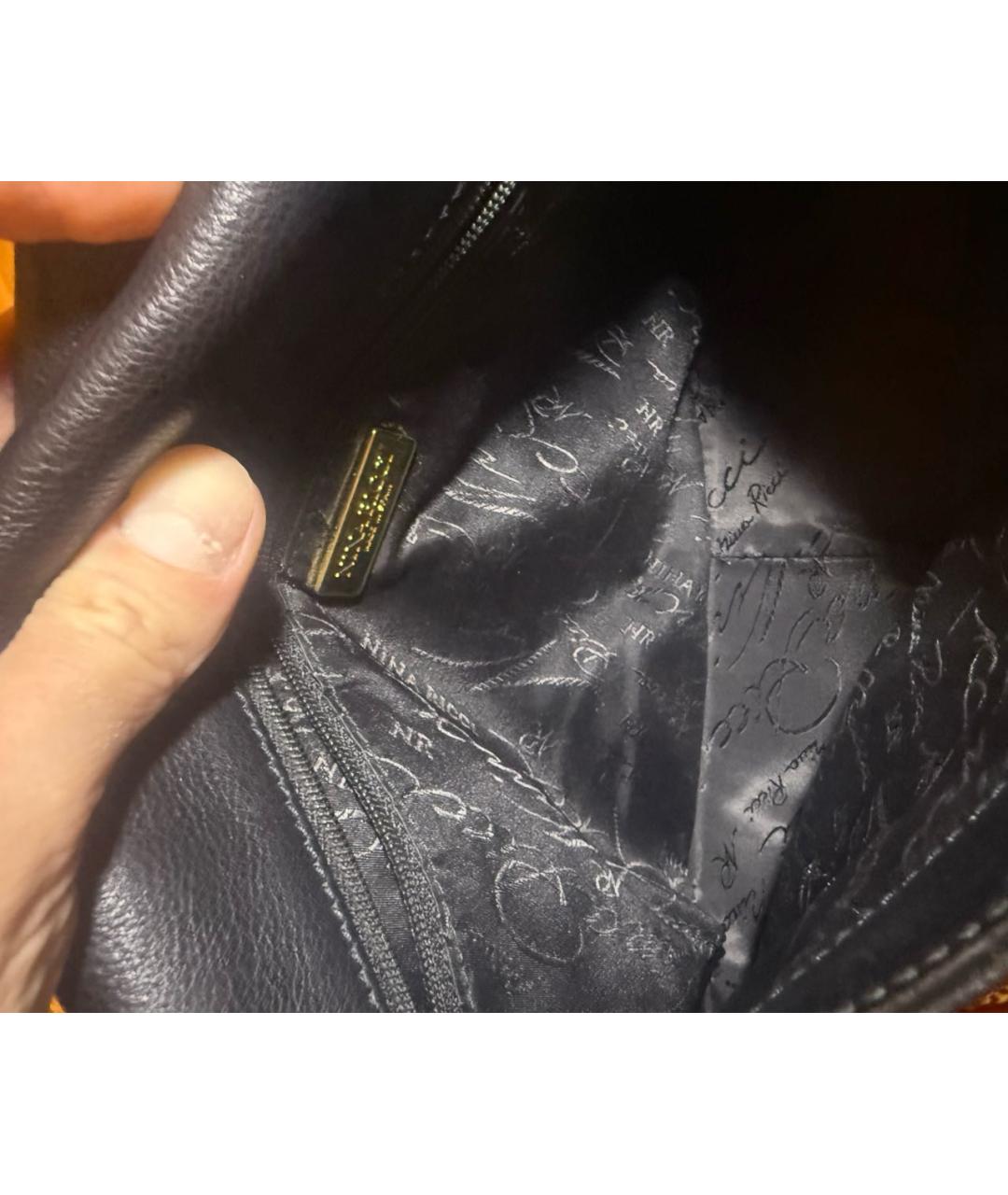 NINA RICCI Черная кожаная сумка с короткими ручками, фото 8