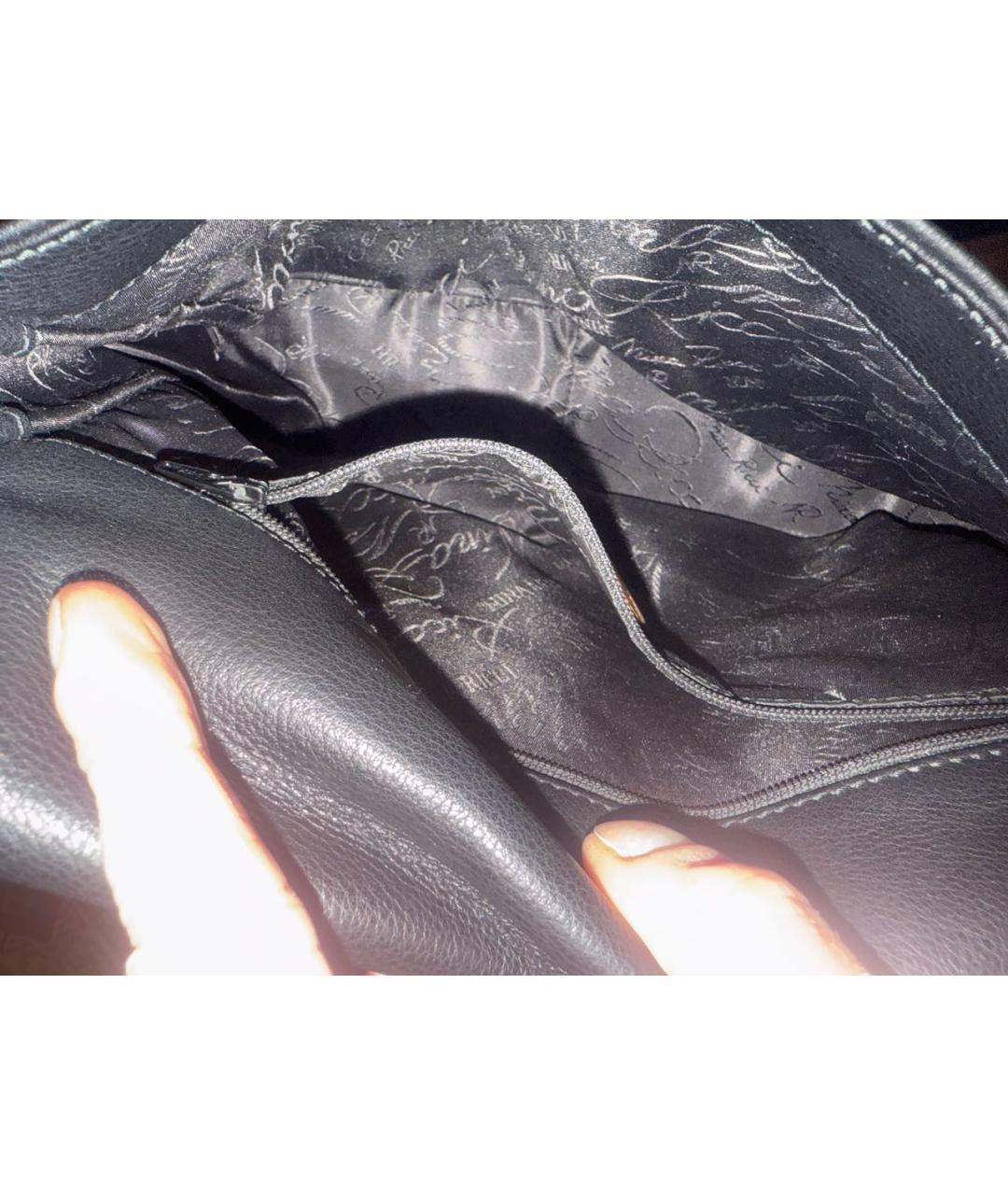 NINA RICCI Черная кожаная сумка с короткими ручками, фото 5