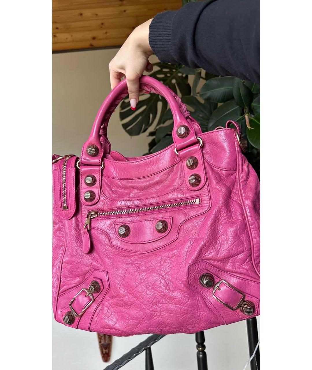 BALENCIAGA Розовая кожаная сумка тоут, фото 4